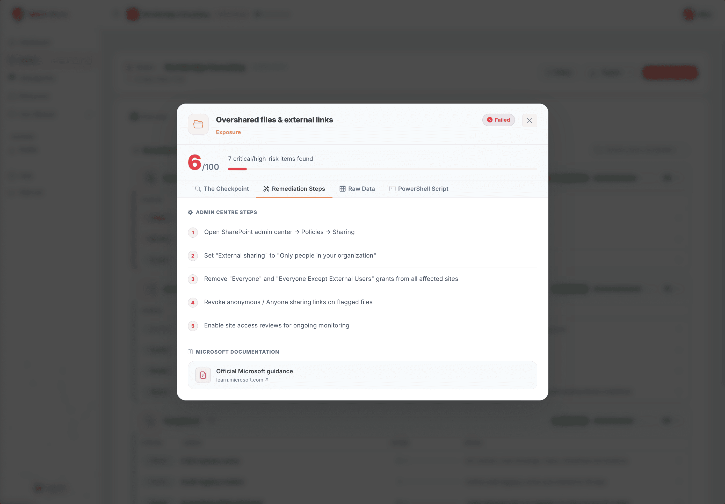 Copilot SafeScan remediation steps with linked Microsoft documentation