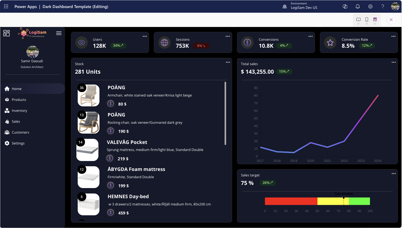 Dark template for Power Apps