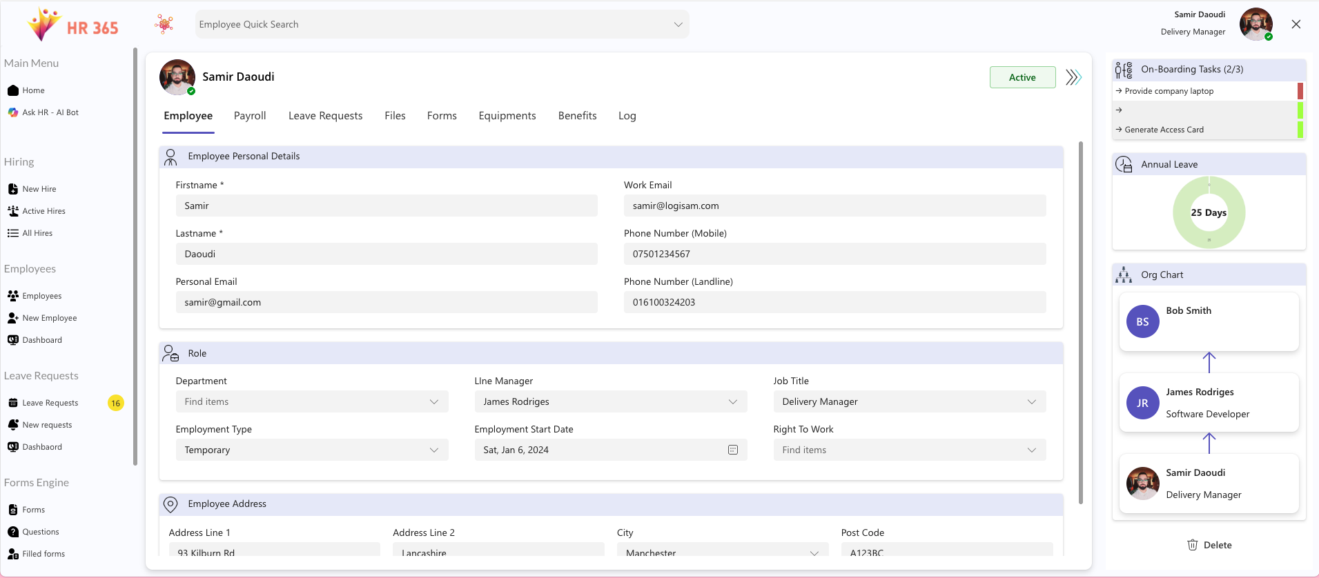 HR 365 onboarding tasks