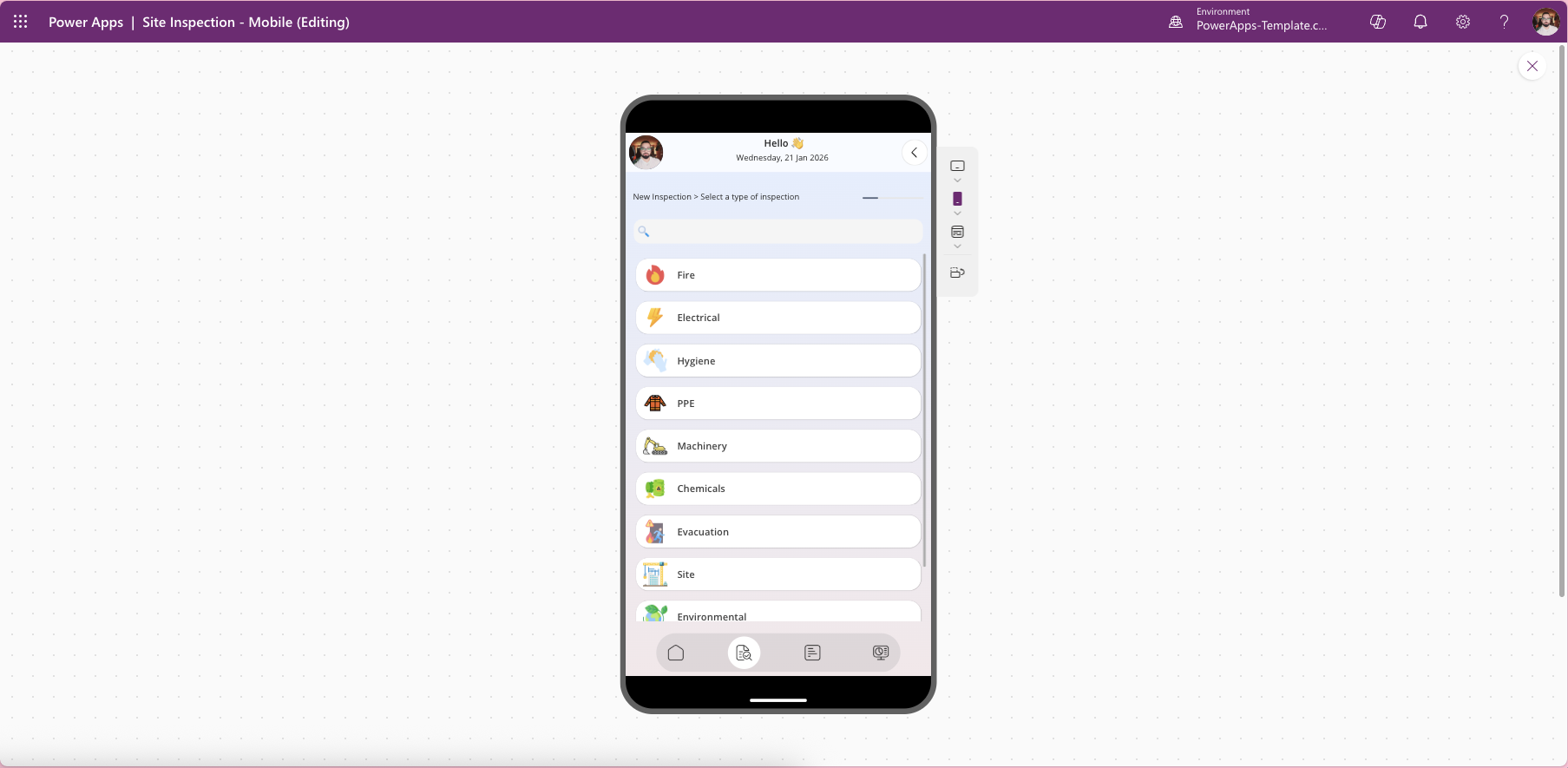 InspectPro Mobile, Power Apps Site Inspection Template