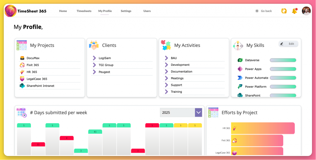 TimeSheet 365 - Modern and user-friendly design