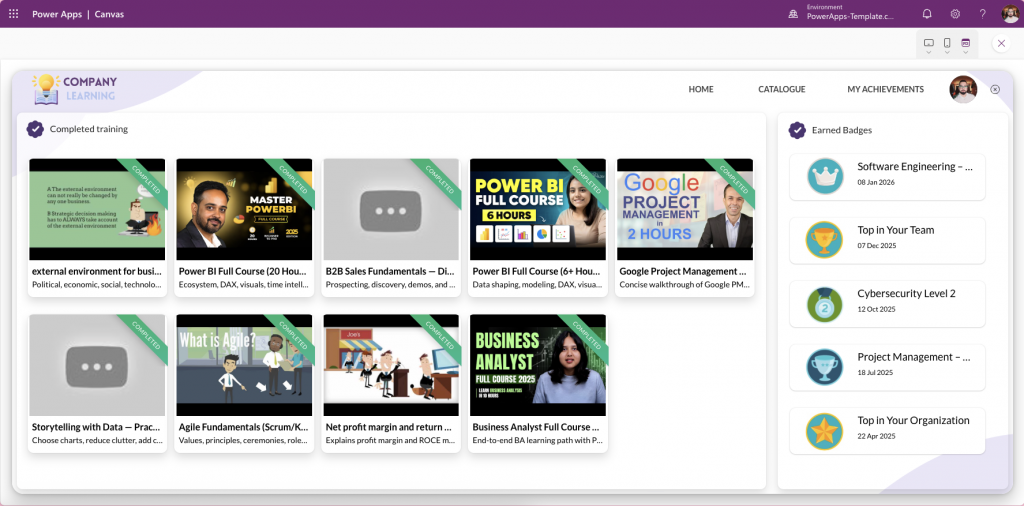 LMS Power Apps Template – LearningHub 365 Corporate Training Portal