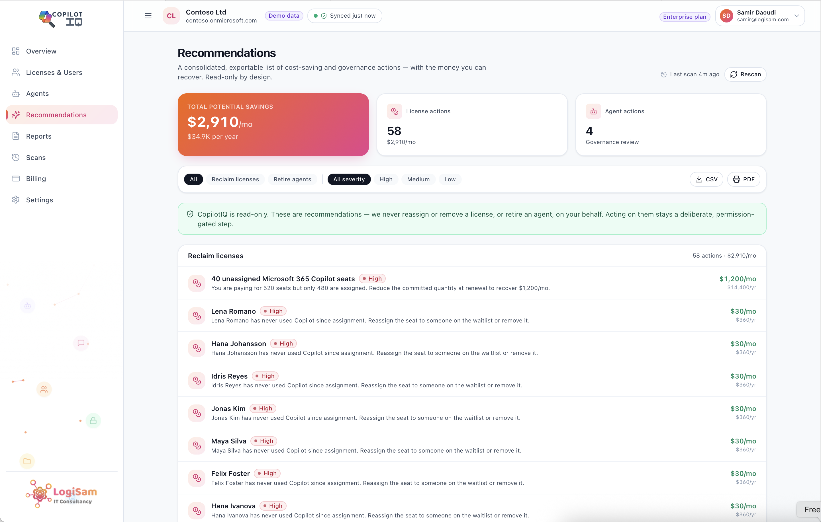 Copilot Licence Usage Tracking & ROI Dashboard