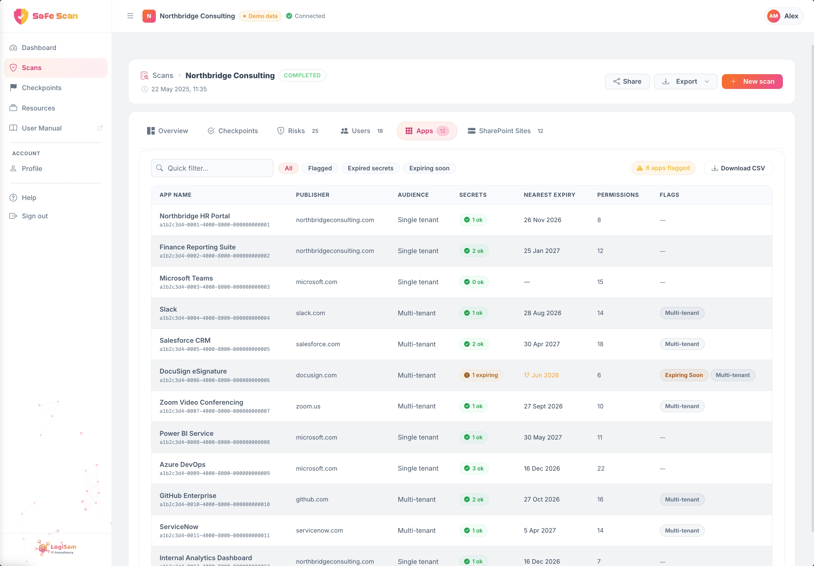 Copilot SafeScan user and app registration inventory