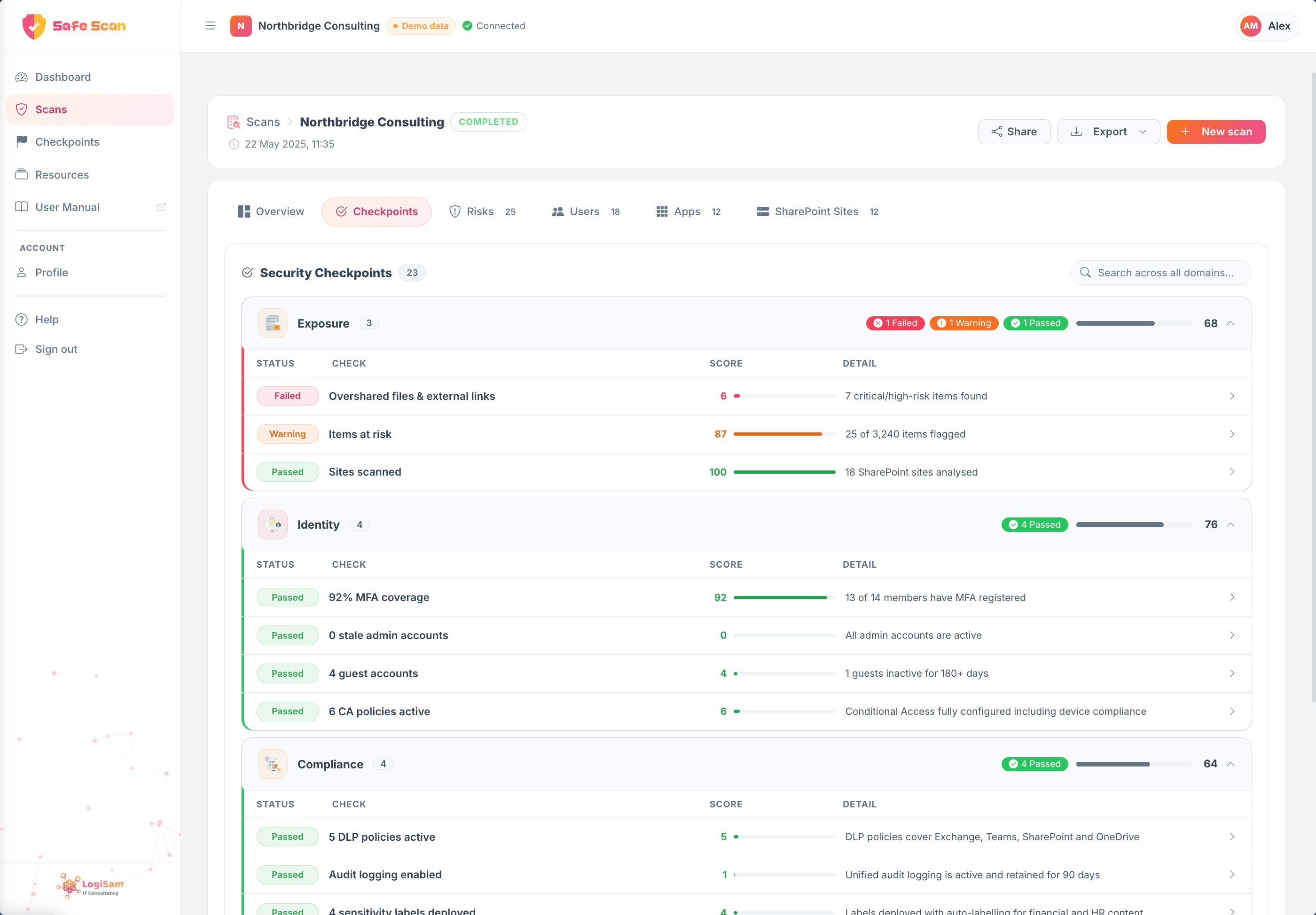 Copilot SafeScan checkpoints across six domains