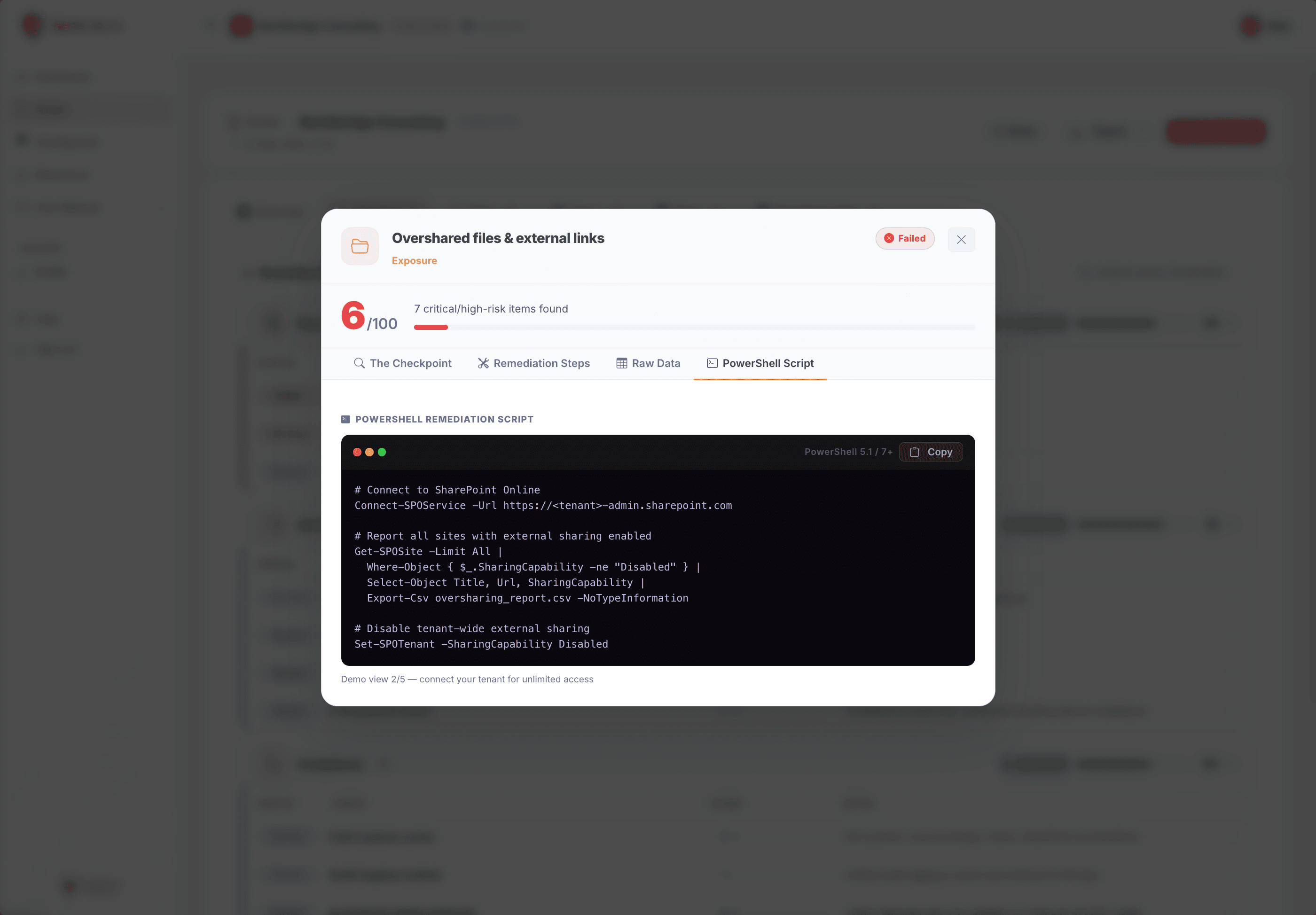 Copilot SafeScan generated PowerShell remediation script