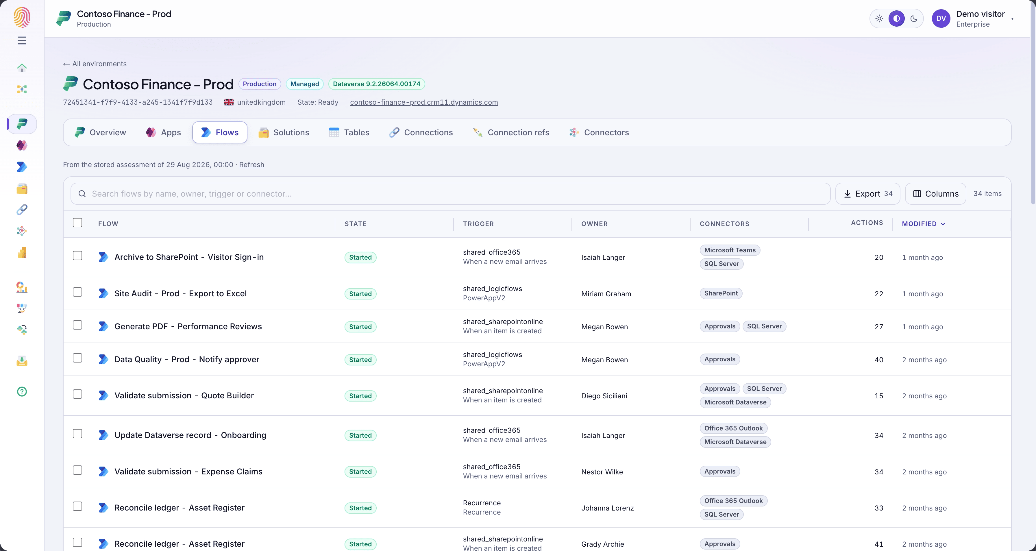 Power Insights cloud flow inventory
